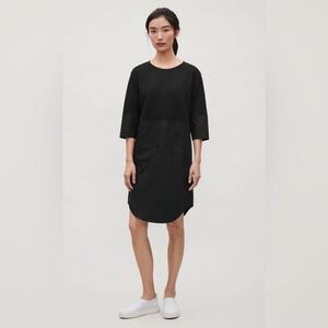 COS Black Knit and Cotton Poplin Dress, Small